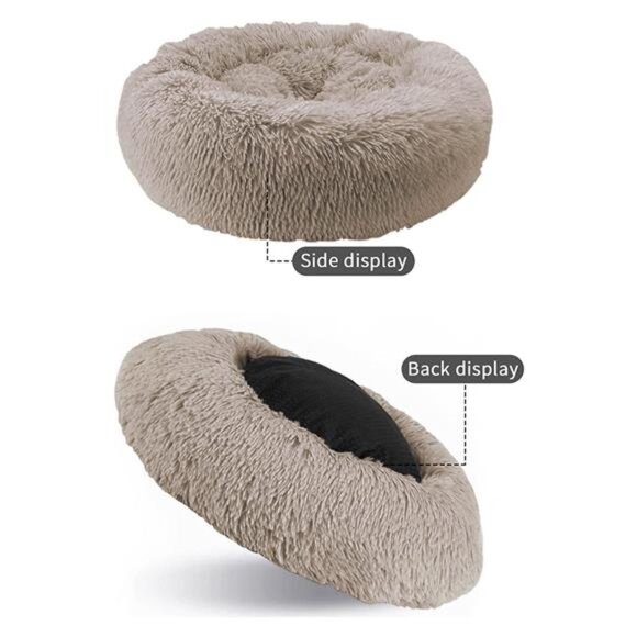 Donut Dog Bed Anti-Anxiety, Self Warming Cozy Soft Plush Round  20"L x 20"W x 8" - Picture 4 of 6